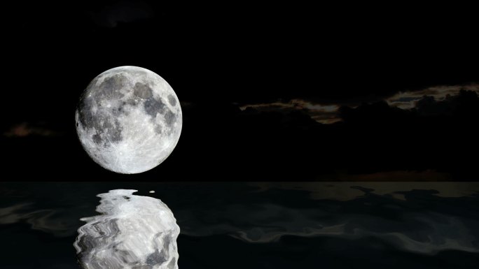 月亮和水的倒影高清循环