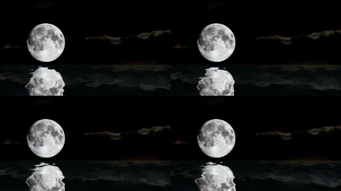 月亮和水的倒影高清循环