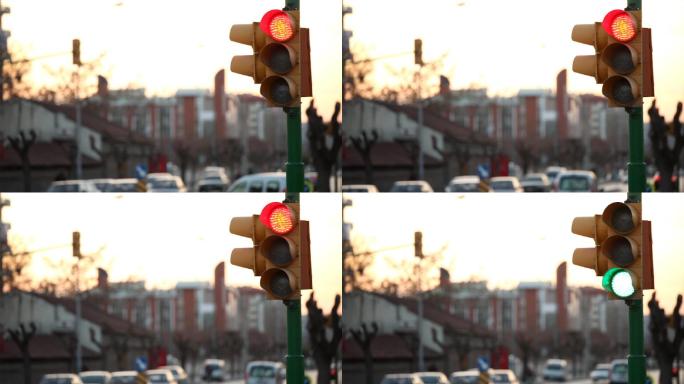 交通指示灯城市道路公路街头信号灯
