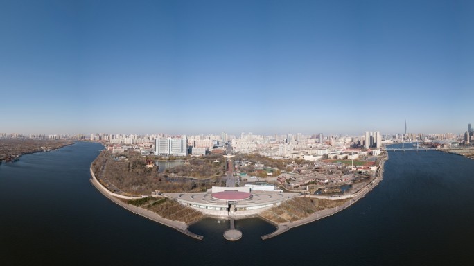 2021年冬天航拍滨海新区河滨公园 4K