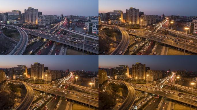 北京繁忙的十字路口鸟瞰图