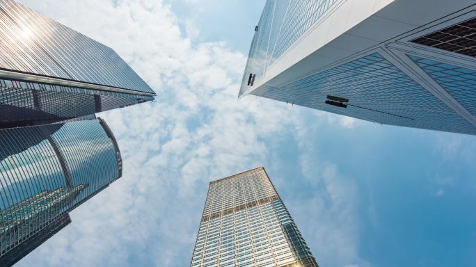 香港城市的高层摩天大楼的垂直视图。