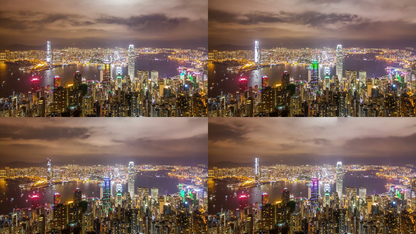 香港夜景延时繁华