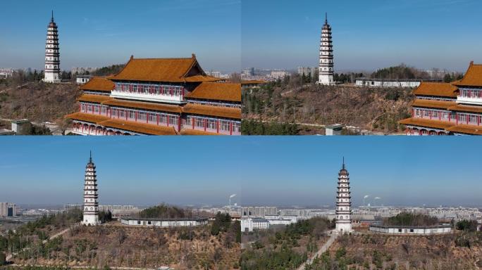 济南章丘危山风景区元音寺舍利塔航拍4k