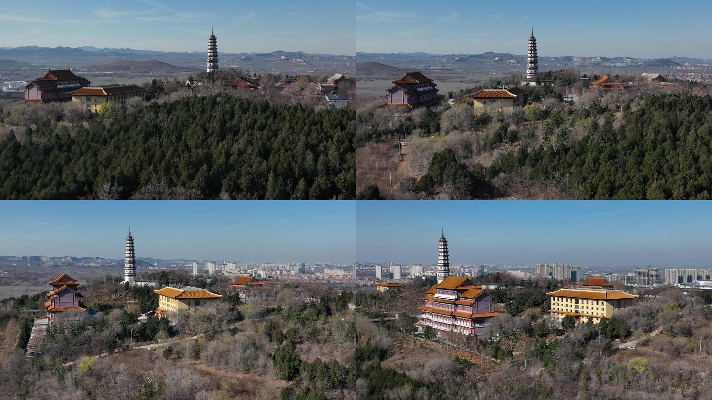 济南章丘危山风景区原音寺舍利塔航拍4k