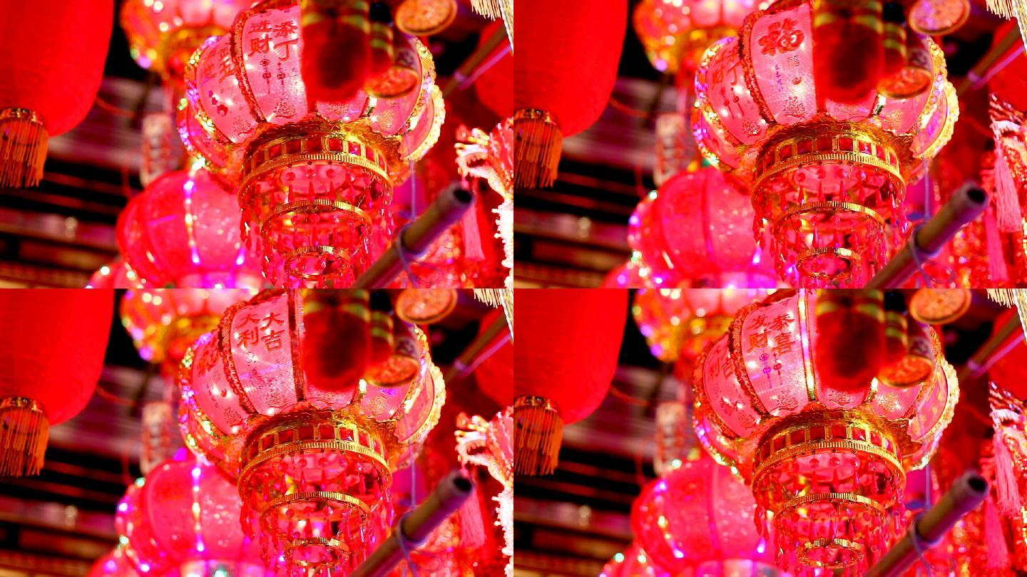 在中国新年点亮美丽的红灯笼