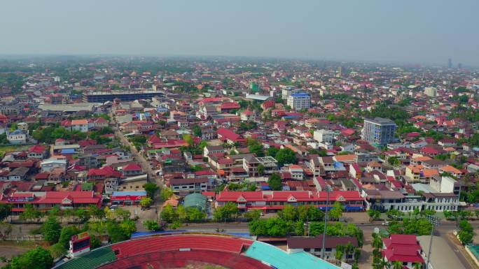 航拍老挝的首都万象
