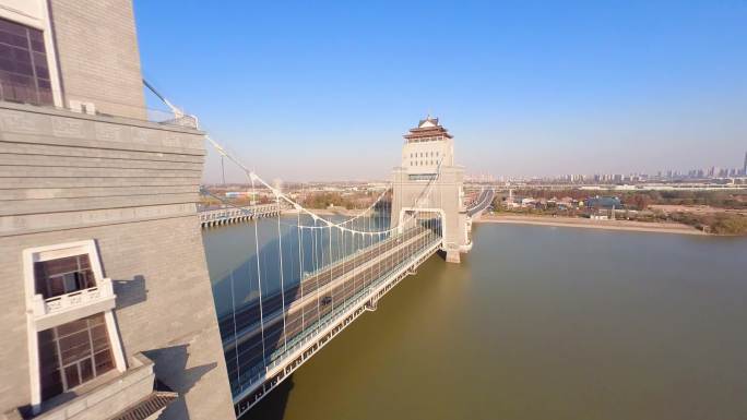 扬州地标建筑万福大桥穿越机实拍