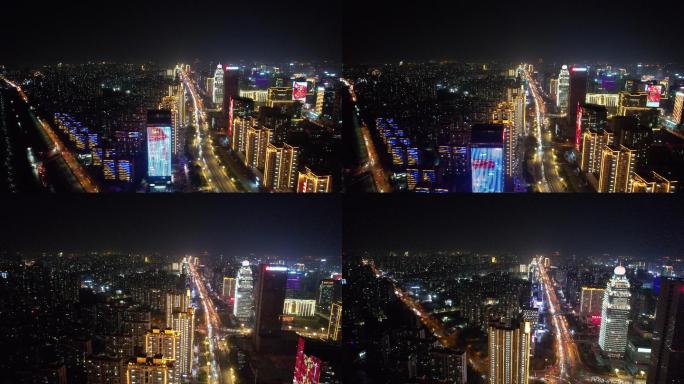 山东兰山区城市夜景 航拍道路车流 宣传片