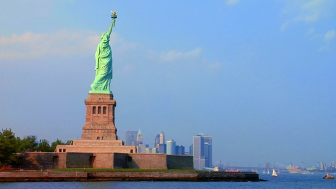 自由女神像。纽约纽约航拍国家纪念碑美国纽