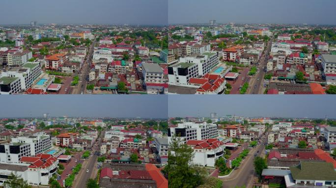 航拍老挝的首都万象