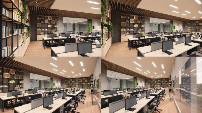 现代开放式概念大堂及接待区会议室设计。