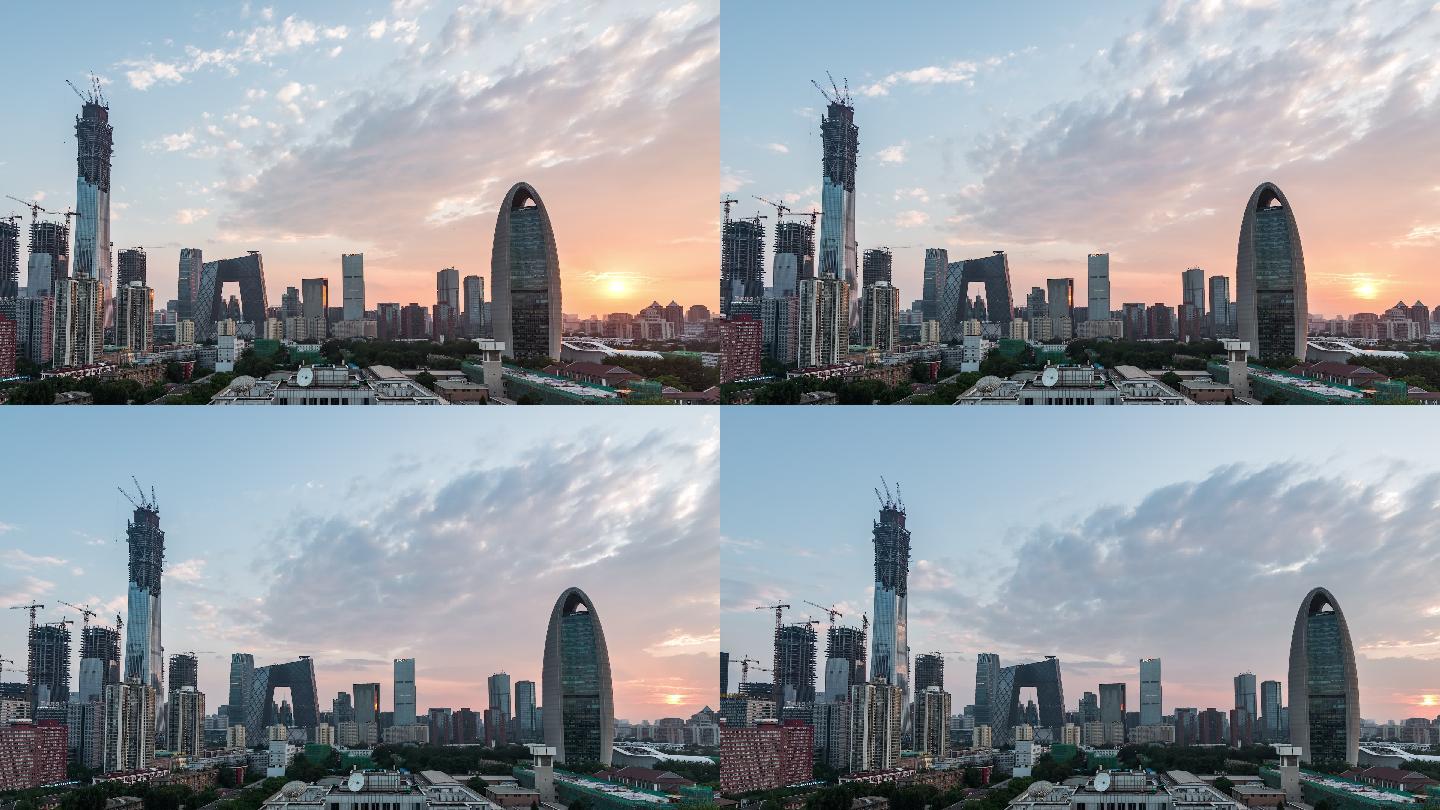 城市鸟瞰图北京延时地标建筑商务中心