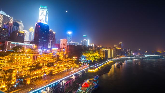 中国重庆城市夜景。