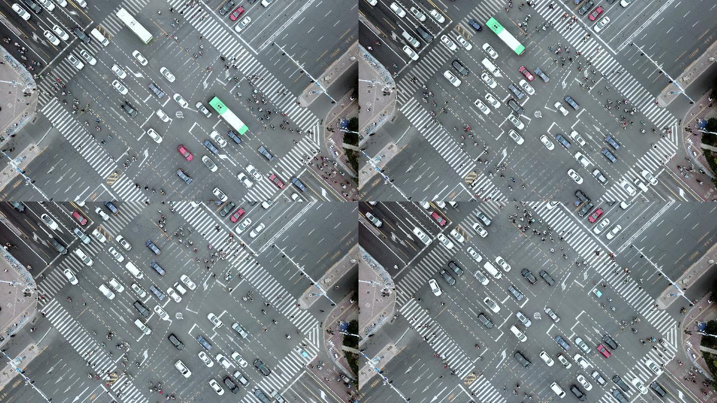 城市十字路口的无人机视角