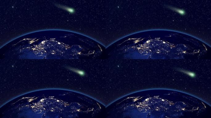 夜晚在地球上空可见的彗星。
