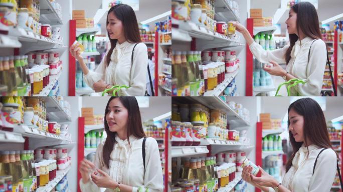 在超市购物的亚洲女人