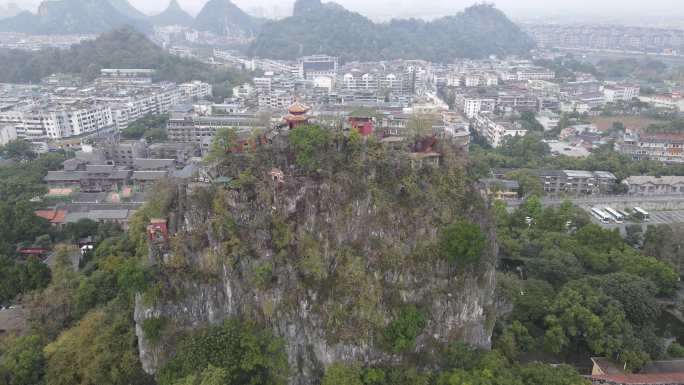 航拍广西桂林独秀峰王城景区