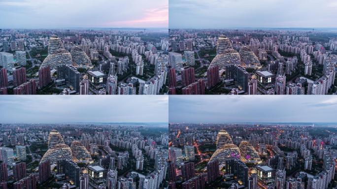 北京市中心由昼到夜延时摄影