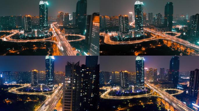 【4k】城市交通夜景大范围延时