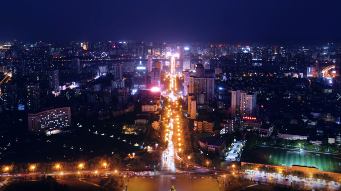 株洲城市中轴线天台路夜景延时摄影