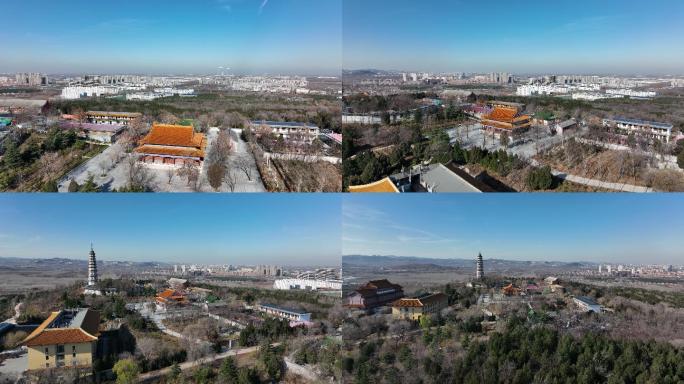 济南章丘危山风景区元音寺舍利塔航拍4k