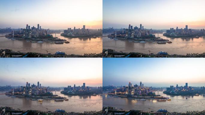 日落时分重庆的城市景观和天际线