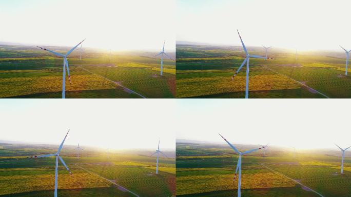 鸟瞰风力发电风能风电清洁能源双碳新能源