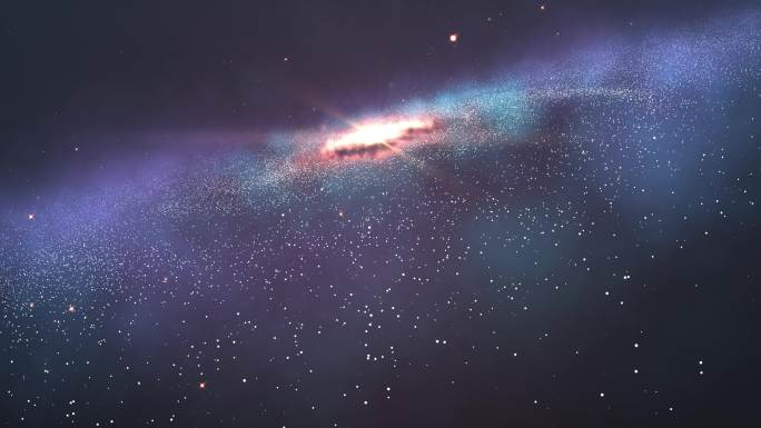 3D美丽的星系与明亮闪烁的星星