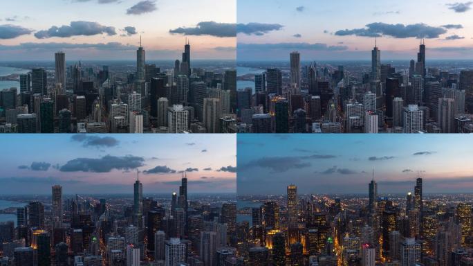 时间流逝的芝加哥城市景观