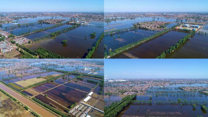 4K山西暴雨洪水水灾航拍