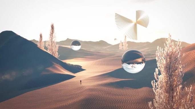 沙漠概念抽象建筑广告场景素材