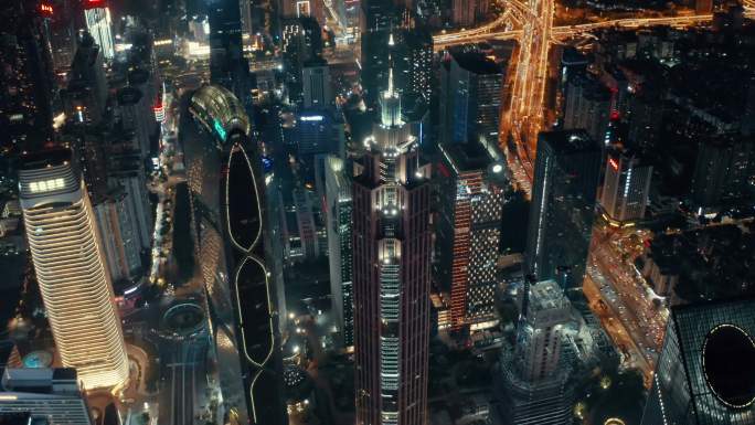 城市夜景鸟瞰图繁荣繁华高楼大厦4K航拍