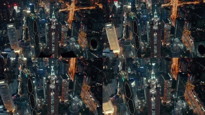 城市夜景鸟瞰图繁荣繁华高楼大厦4K航拍