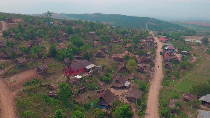 航拍老挝的村庄