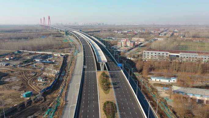 航拍济南最美的桥凤凰黄河大桥竣工
