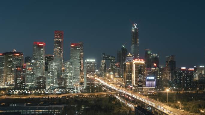 北京天际线夜景北京CBD夜色大裤衩央视大