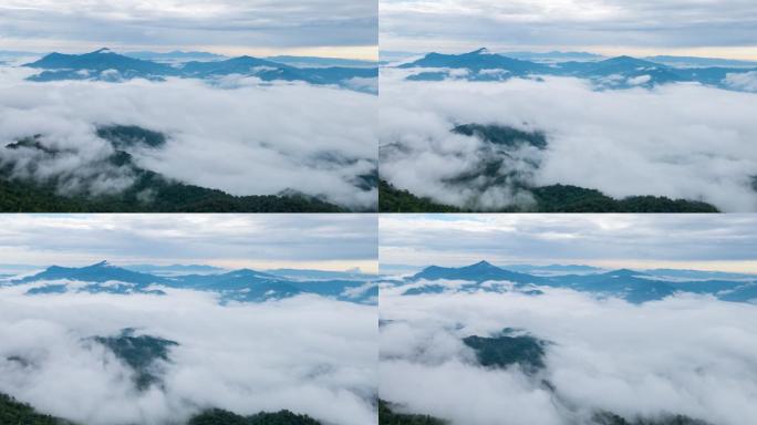 热带雨林的晨雾云端云雾变化