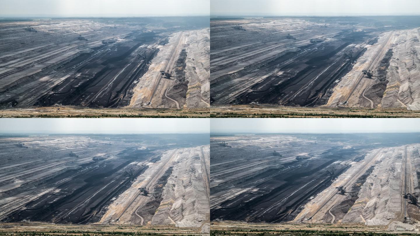 露天褐煤矿自然资源开采生态环境破坏俯拍俯