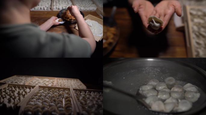 冬至包饺子煮饺子，饺子，过年过节团圆饺子