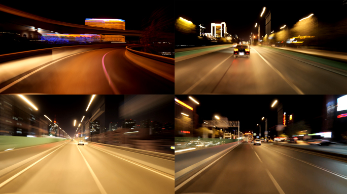 【4K】城市道路开车车流延时-车流穿梭
