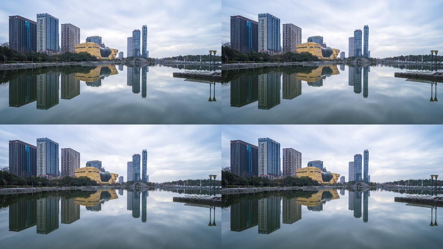 云中杭州滨江的水视频素材
