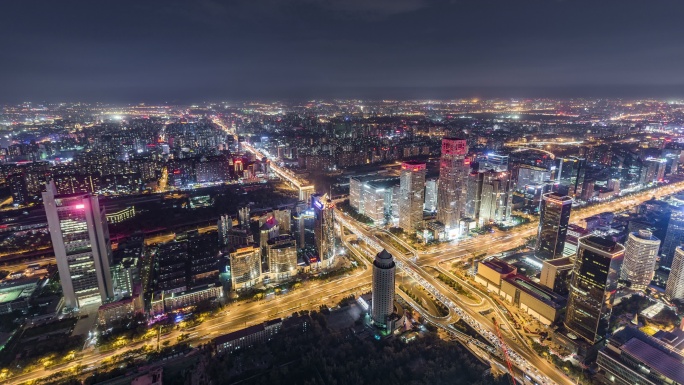 北京繁忙的十字路口鸟瞰图