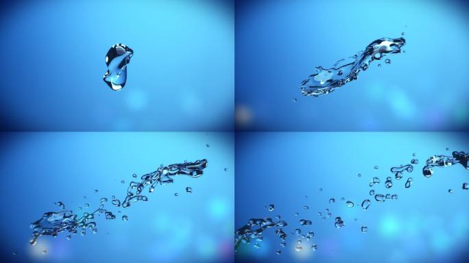 两颗水滴相互撞击特效动画合成元素水珠散落