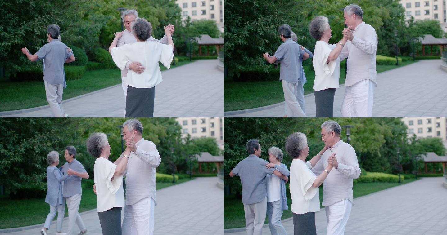 老年人在公园跳舞实拍视频素材