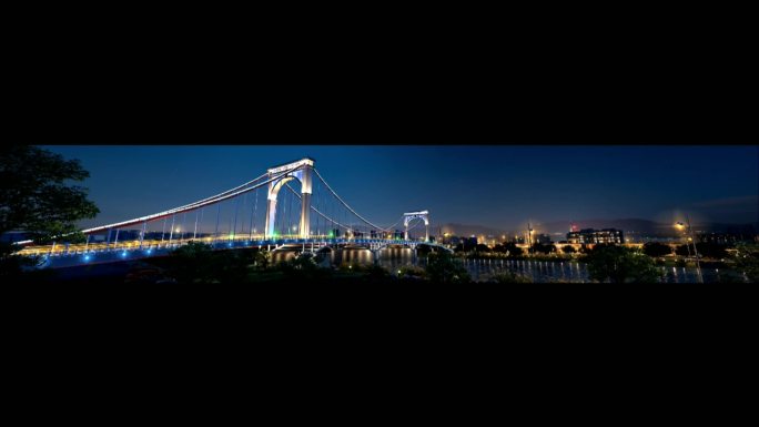 桥夜景三维3D动画