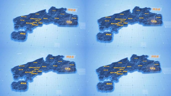 齐齐哈尔拜泉县三维科技感地图