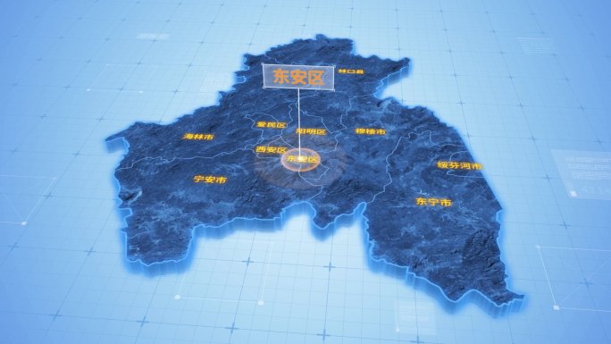 牡丹江东安区三维科技感地图