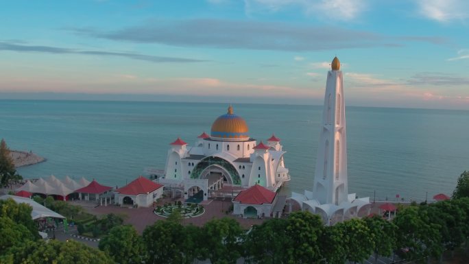 航拍 马来西亚 马六甲州 清真寺