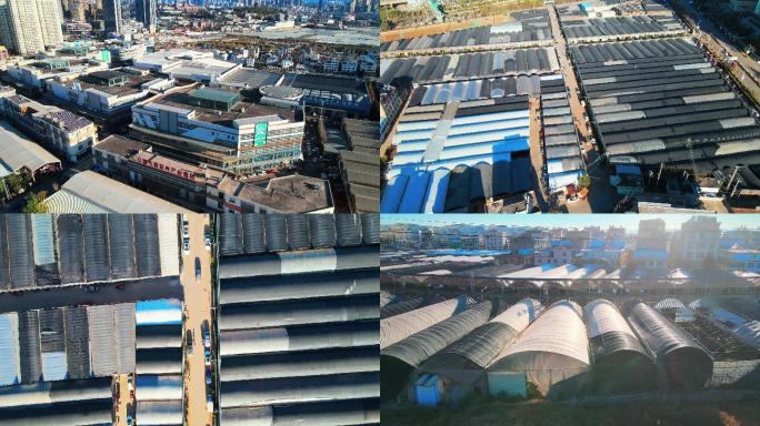 昆明斗南鲜花交易市场及鲜花大棚多镜头航拍